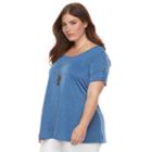 Plus Size Ab Studio Mya Top, Women's, Size: 3xl, Light Blue
