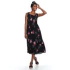 Women's Croft & Barrow&reg; Smocked Challis Dress, Size: Xs, Grey (charcoal)