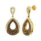 Champagne Brilliance 18k Gold Over Silver Crystal Teardrop Earrings, Women's, Brown