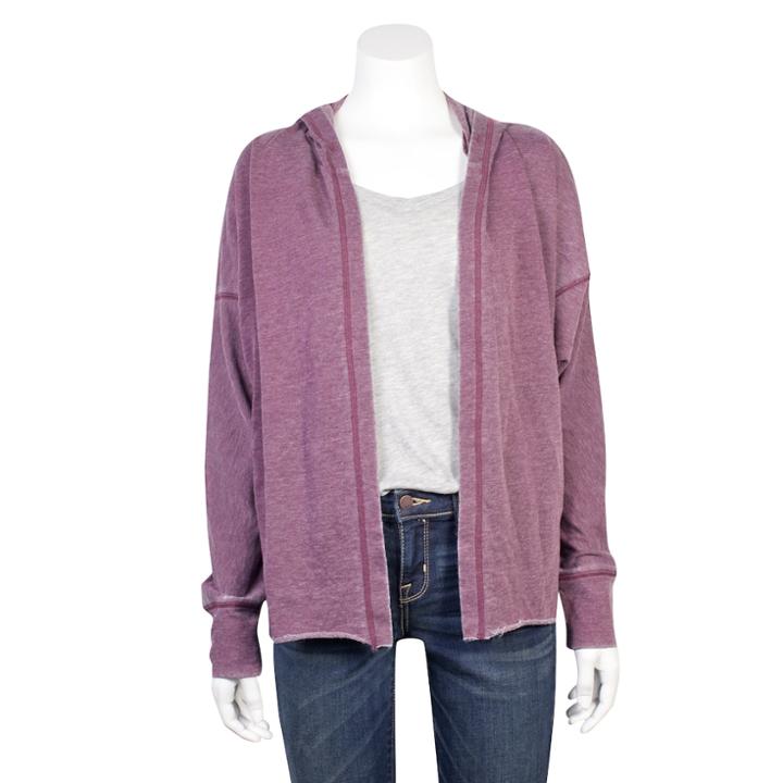 Juniors' Grayson Threads Hooded French Terry Cardigan, Teens, Size: Xl, Drk Purple