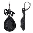 Simply Vera Vera Wang Black Simulated Crystal Teardrop Bow Detail Earrings, Women's