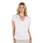Women's Larry Levine Cowlneck Top, Size: Large, White Oth