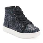 So&reg; Girls' Glitter High-top Sneakers, Size: 5, Black