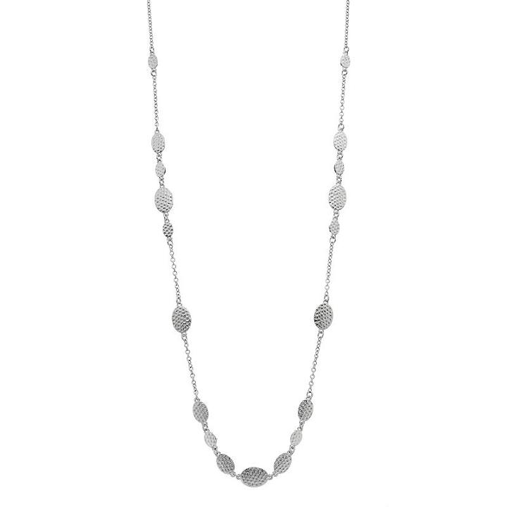 Napier Long Hammered Oval Disc Necklace, Women's, Silver