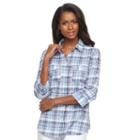 Women's Croft & Barrow&reg; Roll-tab Shirt, Size: Xxl, Blue (navy)