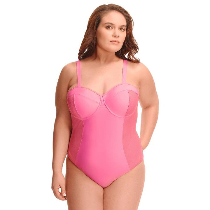 Plus Size Paramour Underwire Mesh-side One-piece Swimsuit, Women's, Size: 1xl, Pink