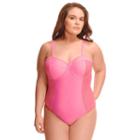 Plus Size Paramour Underwire Mesh-side One-piece Swimsuit, Women's, Size: 1xl, Pink