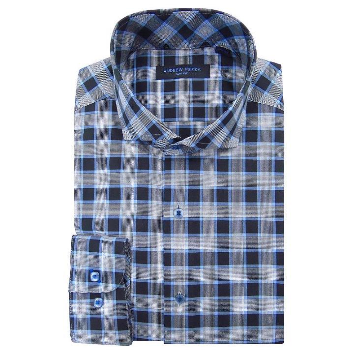 Men's Andrew Fezza Slim-fit Comfort Flex Collar Dress Shirt, Size: 18, Blue Other