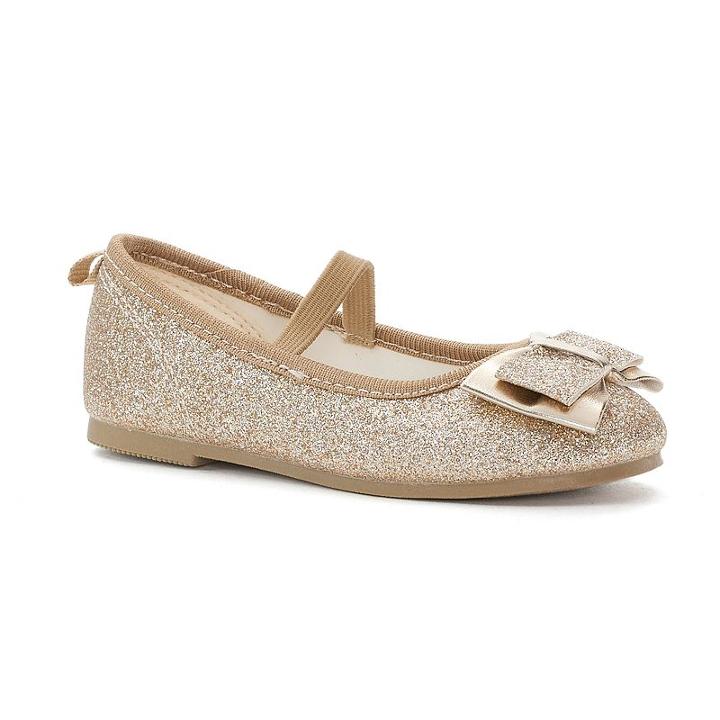 Carter's Big Bow Toddler Girls' Ballet Flats, Size: 9 T, Gold