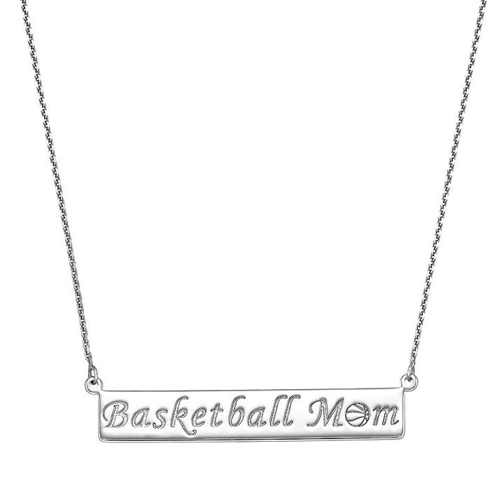 Sterling Silver Basketball Mom Bar Necklace, Women's, Size: 18, Grey
