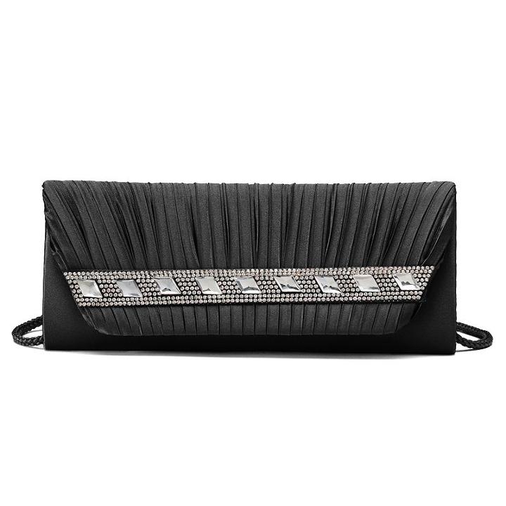 Gunne Sax By Jessica Mcclintock Lisa Rhinestone Pleated Clutch, Women's, Black