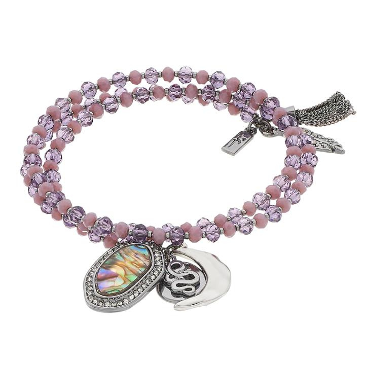 Simply Vera Vera Wang Beaded Coil Charm Bracelet, Women's, Purple