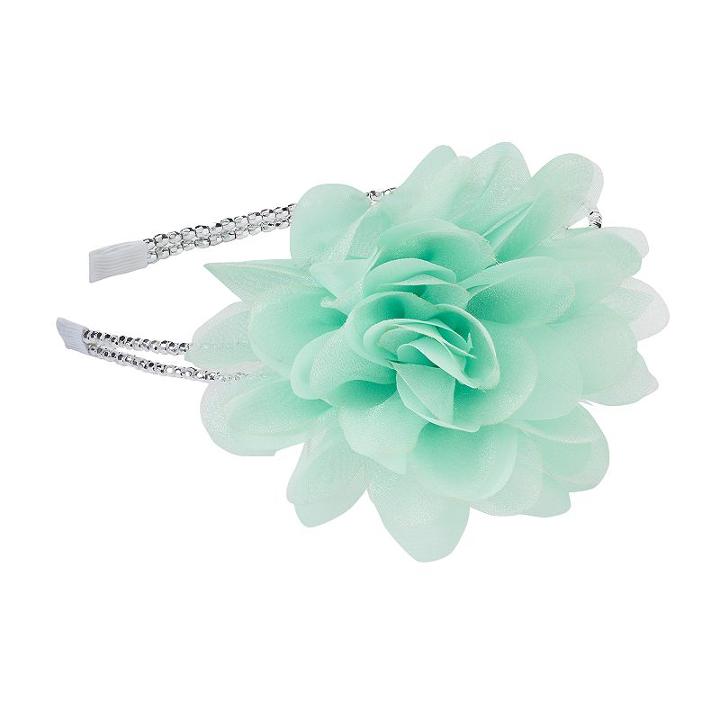 Girls 4-16 Double Band Flower Headband, Lt Green