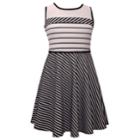 Girls 7-16 Bonnie Jean Knit Sleeveless Striped Dress, Size: 8, Black