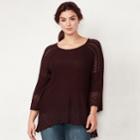 Plus Size Lc Lauren Conrad Pointelle Sweater, Women's, Size: 1xl, Drk Purple