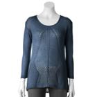 Women's Apt. 9&reg; Open-work Lurex Sweater, Size: Xs, Blue (navy)