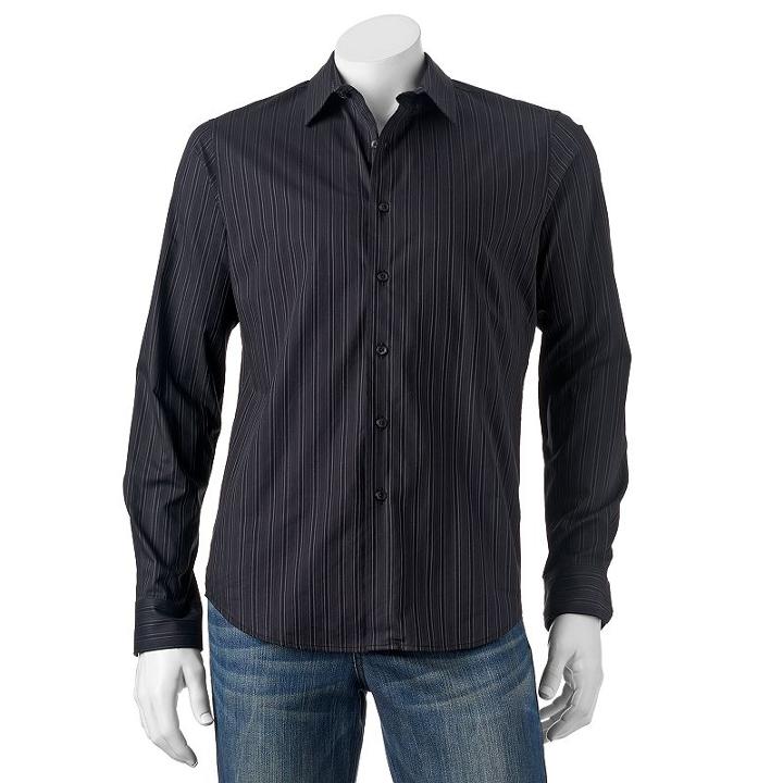 Men's Apt. 9 Slim-fit Button-up Shirt, Size: Large Slim, Black