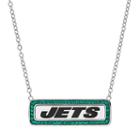 New York Jets Bar Link Necklace - Made With Swarovski Crystals, Women's, Size: 18, Green