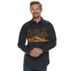 Men's Croft & Barrow&reg; Classic-fit Denim & Twill Button-down Shirt, Size: Small, Dark Blue