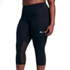 Plus Size Nike Power Fly Mesh Capri Leggings, Women's, Size: 1xl, Grey (charcoal)
