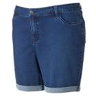 Plus Size Croft & Barrow&reg; Striped Jean Shorts, Women's, Size: 22 W, Blue