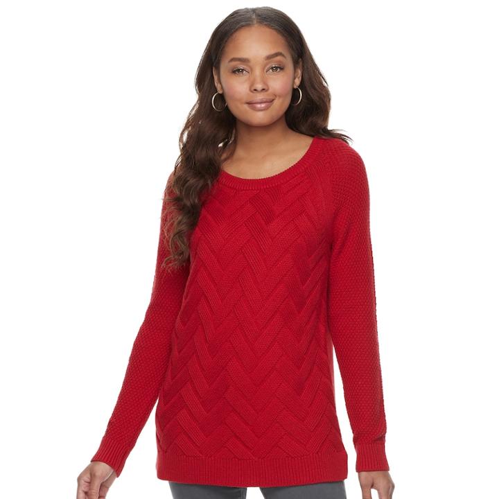 Women's Sonoma Goods For Life&trade; Lattice Sweater, Size: Xxl, Dark Red