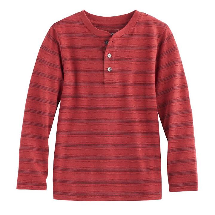 Boys 4-7x Sonoma Goods For Life&trade; Long-sleeved Jacquard Henley, Size: 7x, Red