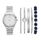 Folio Women's Crystal Watch & Bracelet Set, Size: Medium, Grey