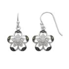 Silver Plated Crystal & Marcasite Flower Drop Earrings, Women's, Black