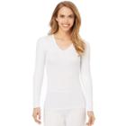 Plus Size Cuddl Duds Softwear V-neck Top, Women's, Size: 2xl, White