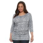 Croft & Barrow, Plus Size &reg; Ruched Scoopneck Top, Women's, Size: 2xl, Light Grey