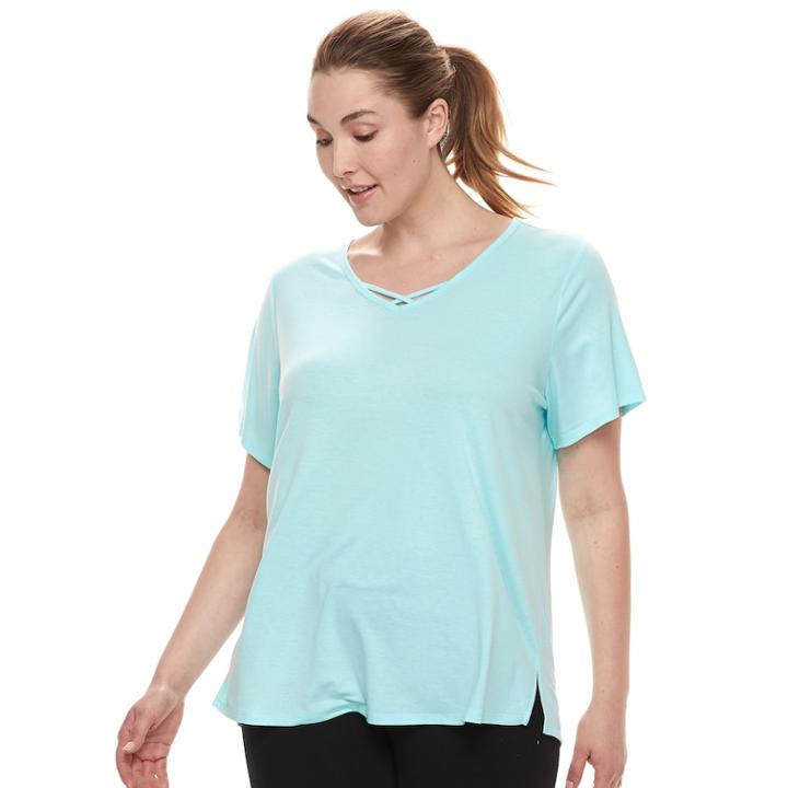 Plus Size Tek Gear&reg; Criss Cross Tee, Women's, Size: 1xl, Turquoise/blue (turq/aqua)