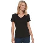 Petite Croft & Barrow&reg; V-neck Tee, Women's, Size: Xl Petite, Black