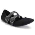 Candie's&reg; Women's Double-buckle Scrunch Flats, Girl's, Size: 9, Black