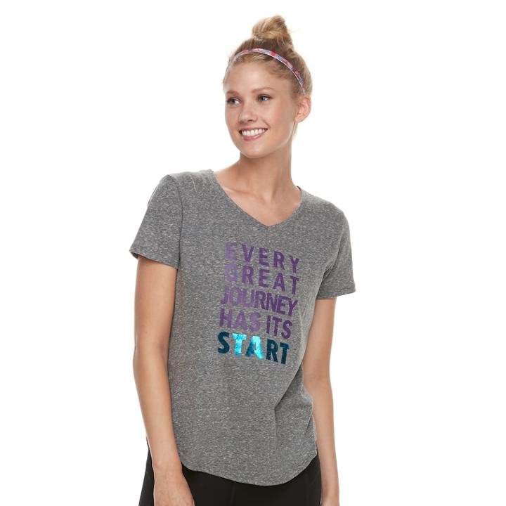 Women's Petite Tek Gear&reg; Core Short Sleeve Tee, Size: Xl Petite, Light Grey