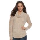 Juniors' It's Our Time Cowlneck Cable-knit Tunic, Teens, Size: Medium, Beige Oth