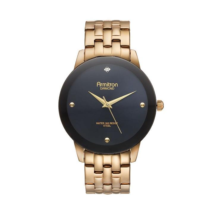 Armitron Men's Diamond Stainless Steel Watch - 20/4952bkgp, Size: Large, Gold