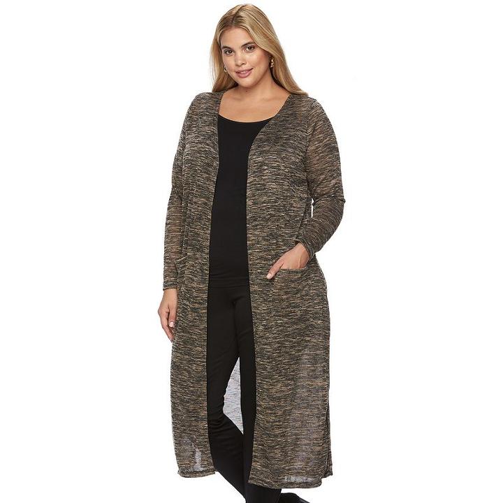 Plus Size French Laundry Marled Duster Cardigan, Women's, Size: 2xl, Beige Oth