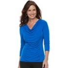Women's Dana Buchman 3/4-sleeve Cowlneck Top, Size: Large, Med Blue