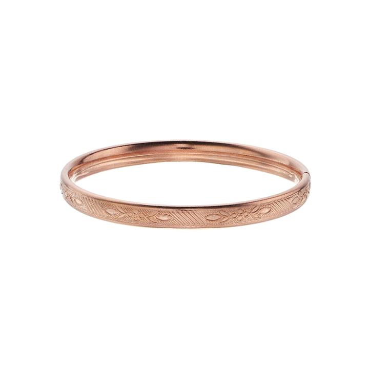 Charming Girl Kids' 14k Rose Gold-filled Flower Bangle Bracelet, Size: 6, Gold