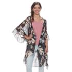 Mudd&reg; Ruffled Floral Wrap, Women's, Black