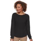 Petite Croft & Barrow&reg; Transfer Stitch Sweater, Women's, Size: S Petite, Black