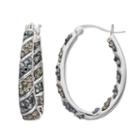 Confetti Crystal Inside-out Oval Hoop Earrings, Women's, Black