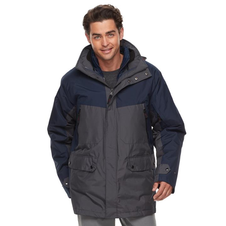 Men's Izod 3-in-1 Hooded Systems Jacket, Size: Medium, Grey (charcoal)