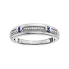 Always Yours Men's Sterling Silver Diamond Accent & Sapphire Wedding Band, Size: 10, Blue