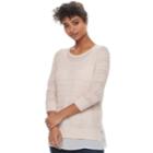 Women's Apt. 9&reg; Layered Pointelle Sweater, Size: Medium, Light Pink