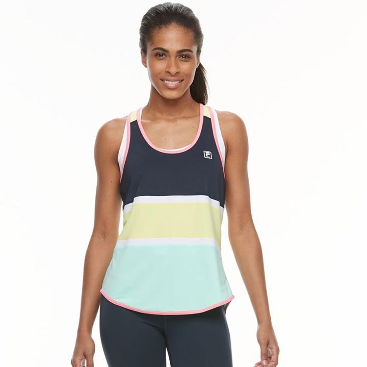 Women's Fila Sport&reg; Striped Racerback Tank, Size: Medium, Blue (navy)