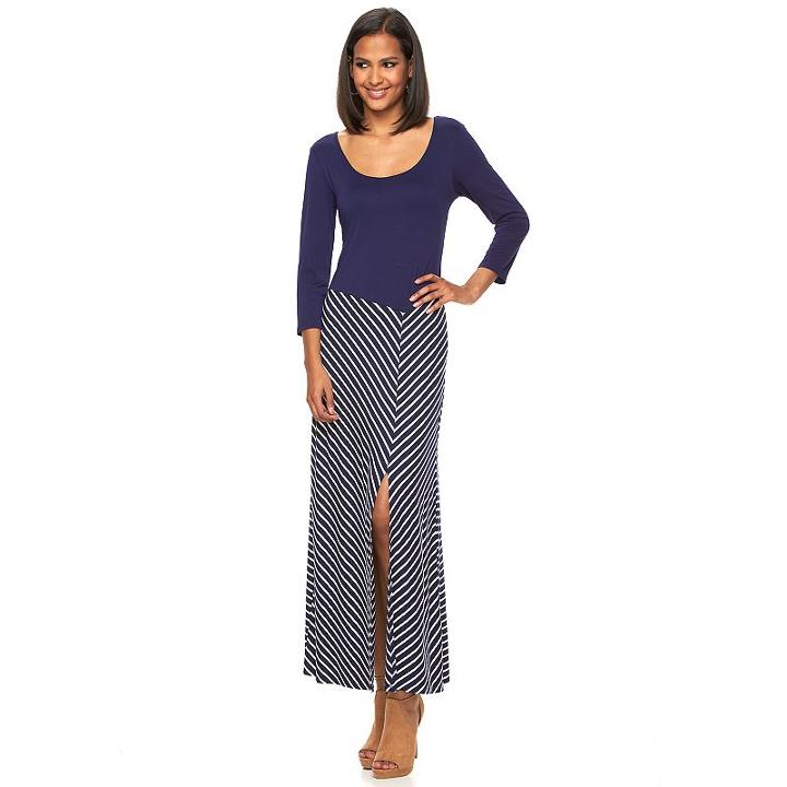 Women's Apt. 9&reg; Striped Maxi Dress, Size: Large, Blue