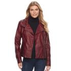 Women's Sebby Collection Asymmetrical Faux-leather Jacket, Size: Xl, Red