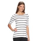 Women's Apt. 9&reg; Essential Striped Boatneck Tee, Size: Xl, White